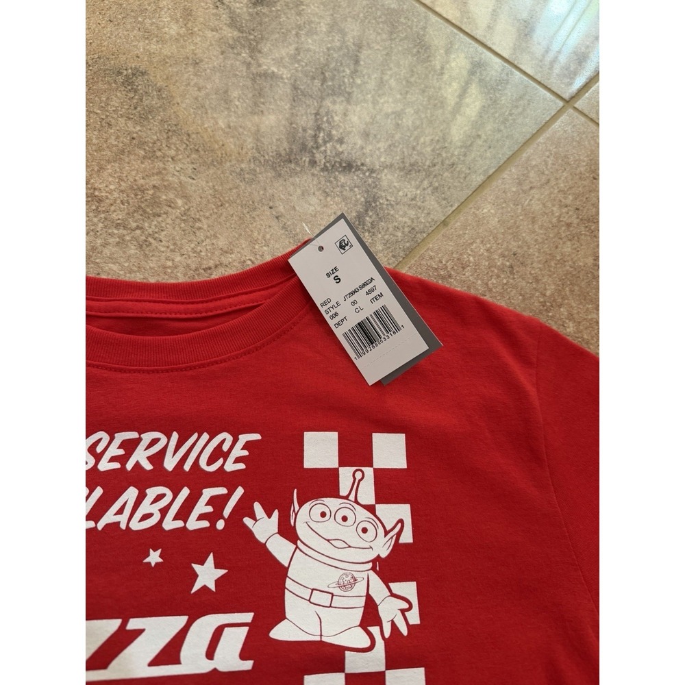Women's Disney Toy Story Red Pizza Planet Short Sleeve T-Shirt Size Small NWT - Picture 3 of 4